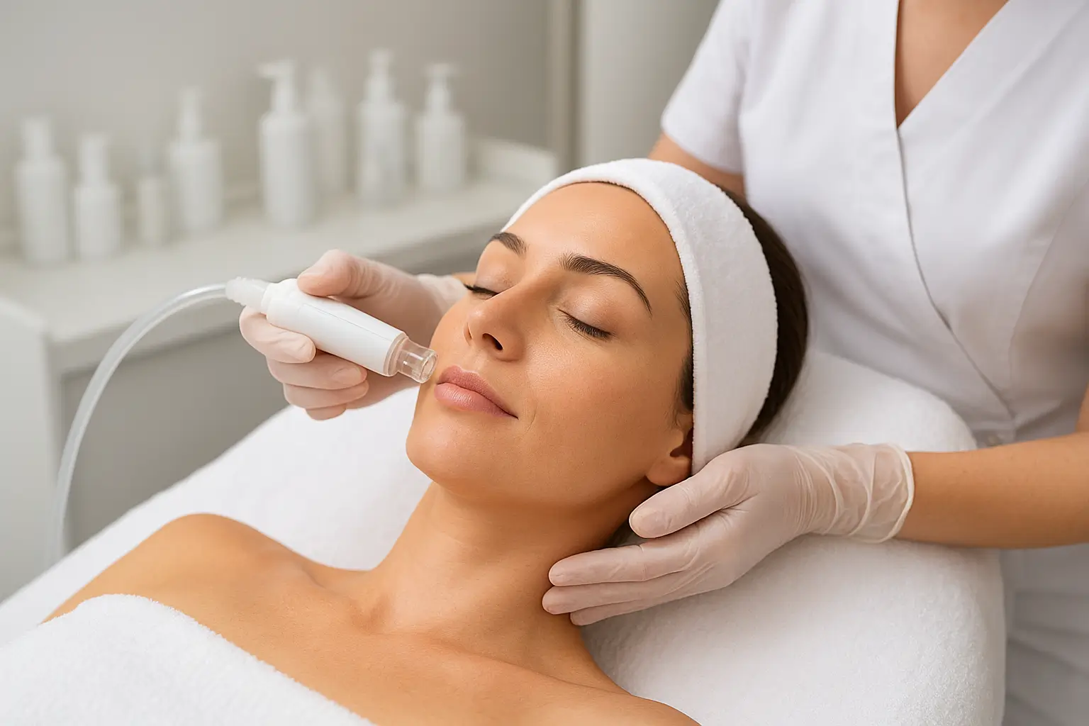 تجربه آرامش‌بخش پاکسازی صورت با دستگاه هیدرودرمی - درمانی بدون درد